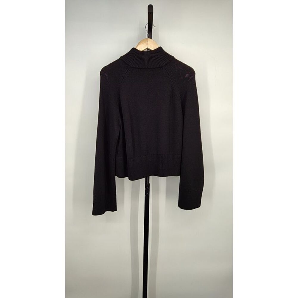 Quince Women Australian Merino Wool Cropped Mock Neck Sweater Black M - Picture 2 of 2